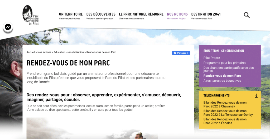 Site du Parc du Pilat - les RDV de mon Parc